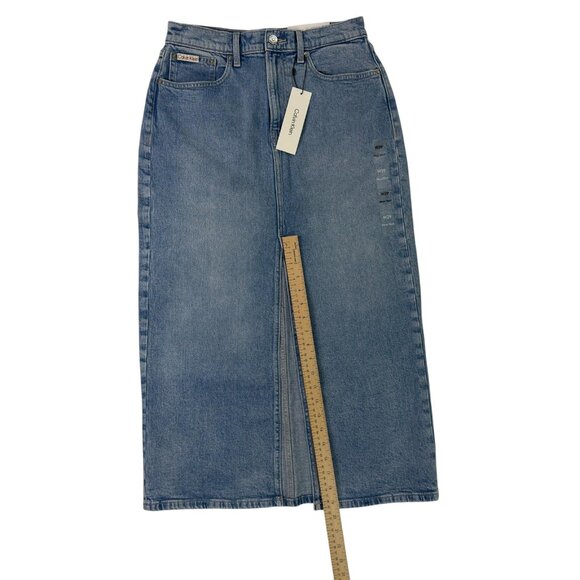 Calvin Klein Maxi Denim Skirt Women’s Size 8 / 29 Blue High Waist Long Jean Skir - Picture 13 of 16